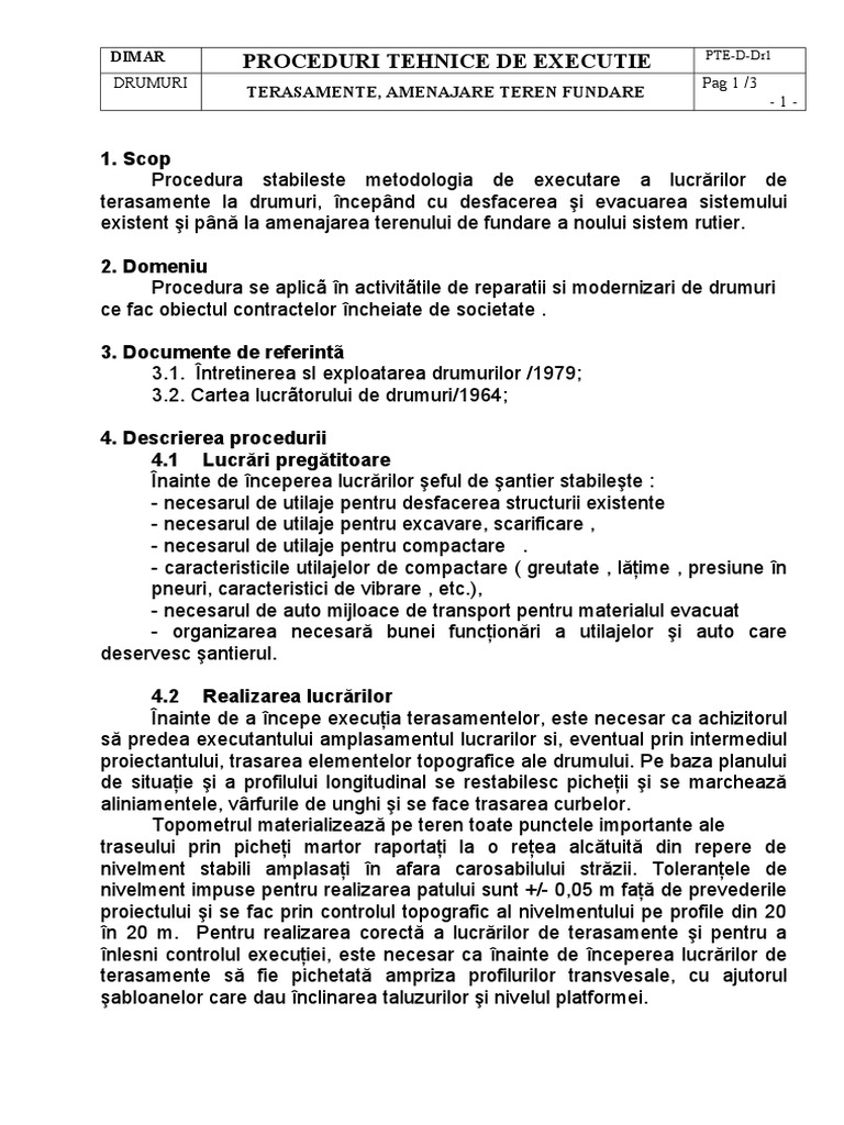 01.terasamente, Amenajare Teren Fundare | PDF