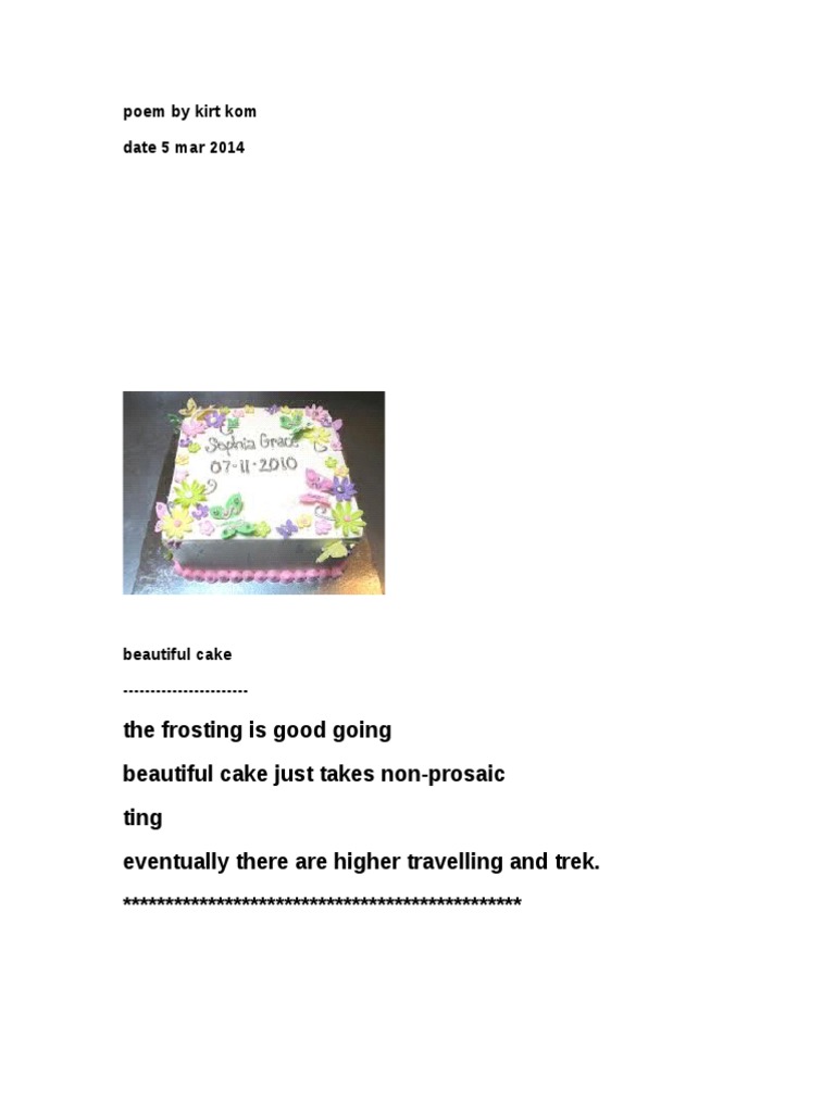 Beautiful Cake Poem by Kirt Kom | PDF