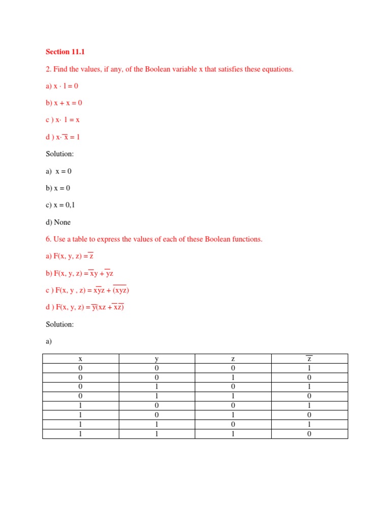 Discrete Math Chapter 6 Boolean Algebra Teaching Mathematics
