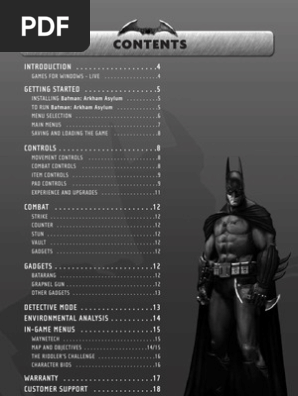 Batman: Arkham Asylum PC Manual