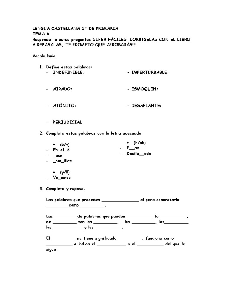 Lengua Castellana 5º de Primaria | PDF | Puntuación | Palabra