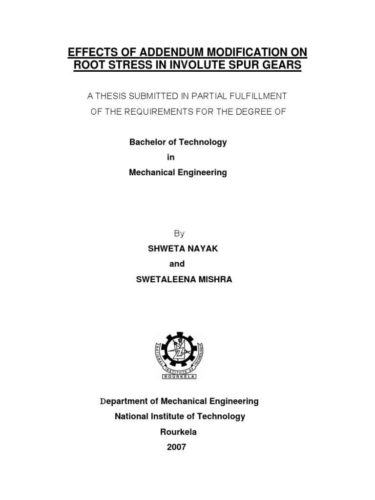 Effect of Addendum Modification On Root Stress Involute Spur Gears