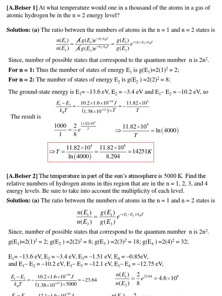 Statisical Mechanics Answers Electronvolt Gases