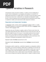 Types of Variables in Research