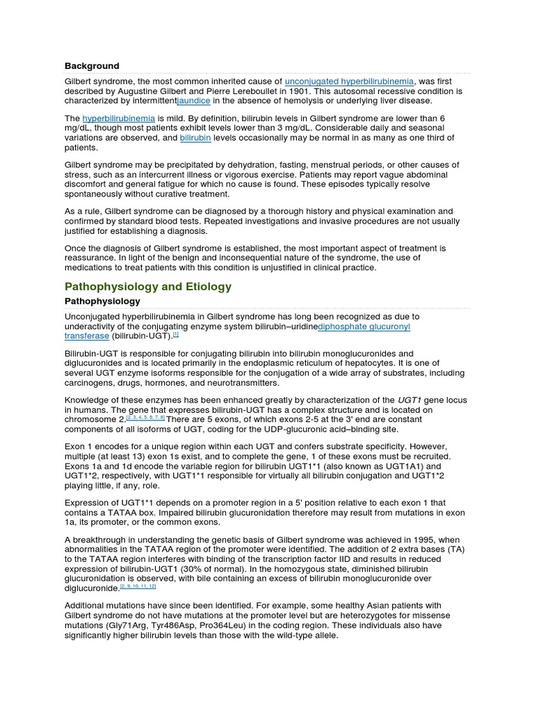 Gilbert Syndrome Zygosity Medical Diagnosis