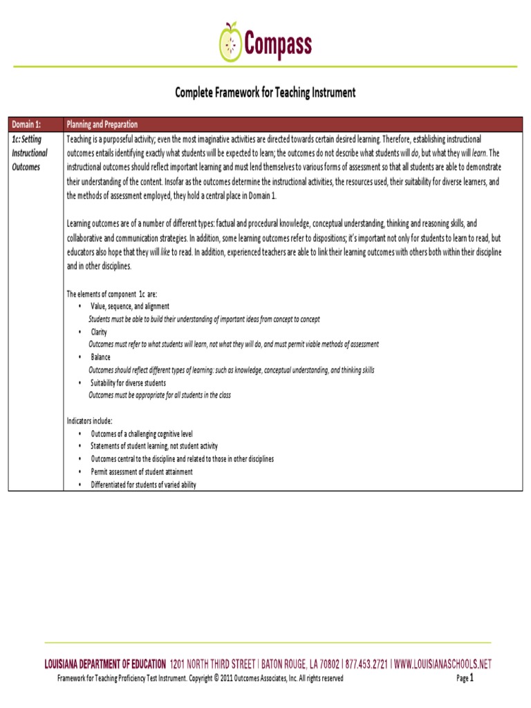 Compass Example of Outcomes Learning | PDF | Educational Assessment ...