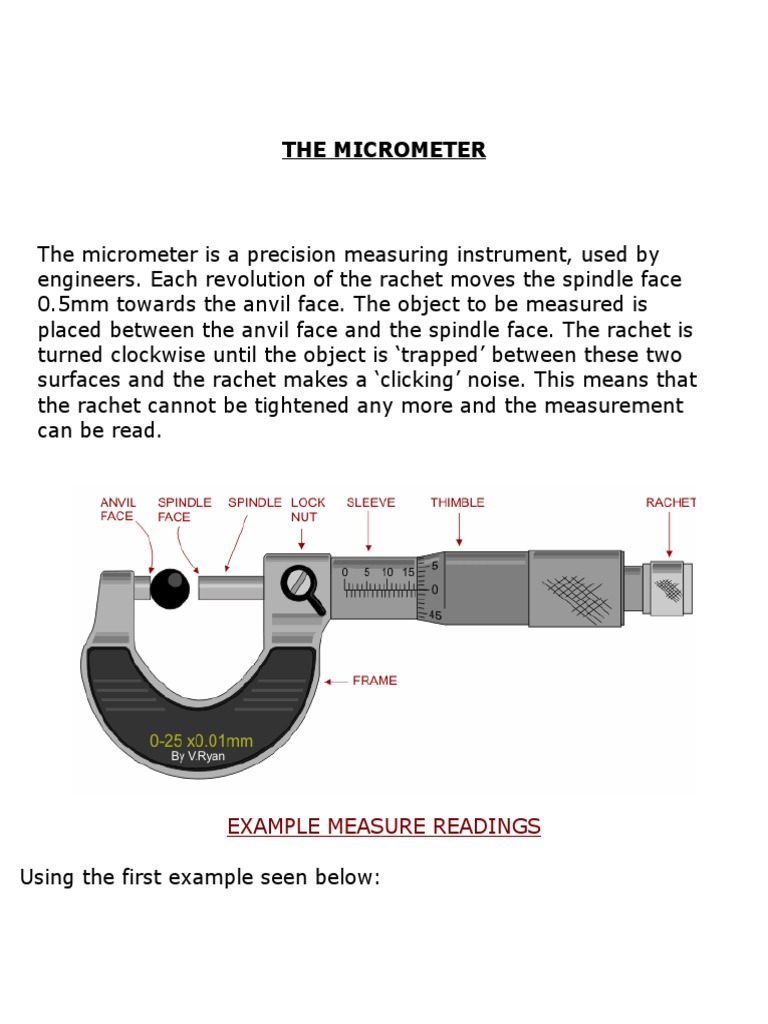 The Micrometer: Example Measure Readings | PDF