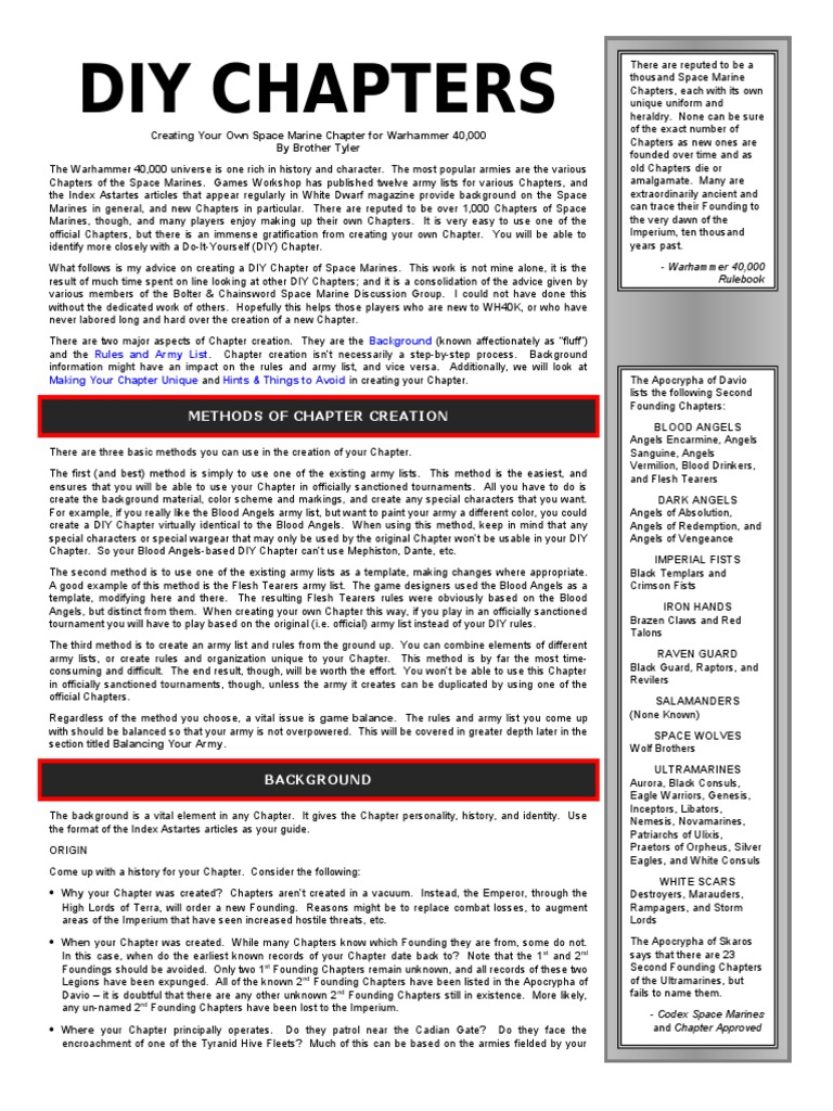 DIY Space Marine Chapter | PDF | Armed Conflict