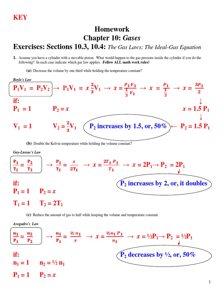 Exercises: Sections 10.3, 10.4: The Gas Laws The Ideal-Gas Equation ...