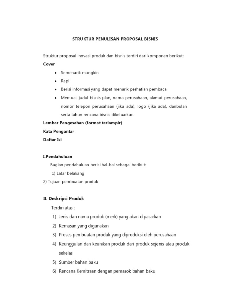 Struktur Penulisan Proposal Bisnis