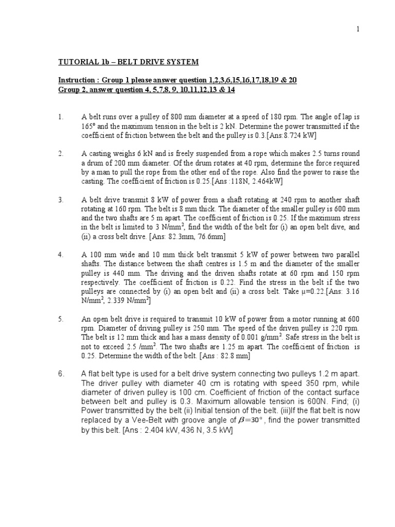 Tutorial1 B+ Belt+Drive+System | PDF | Belt (Mechanical) | Mechanical ...