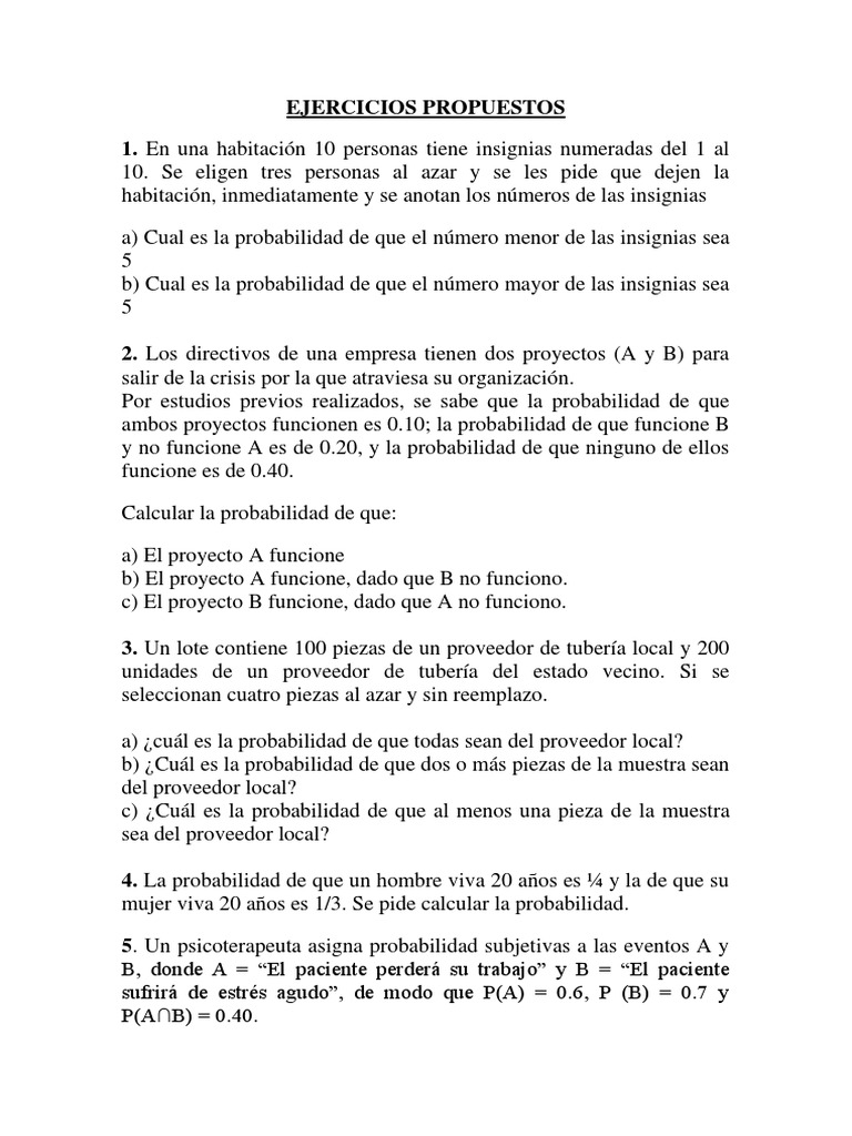 Ejercicios de Probabilidades y Estadística | PDF | Probabilidad | Science