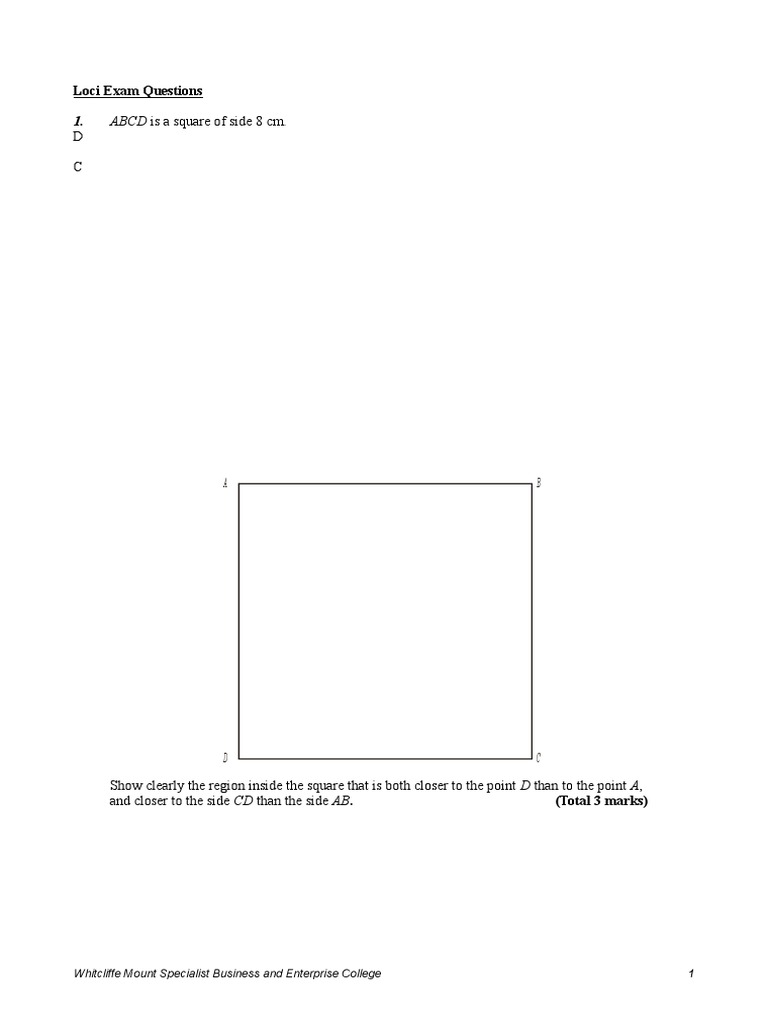 Loci Exam Questions and Solutions | PDF
