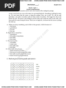 CBSE Class 6 English Practice Worksheets