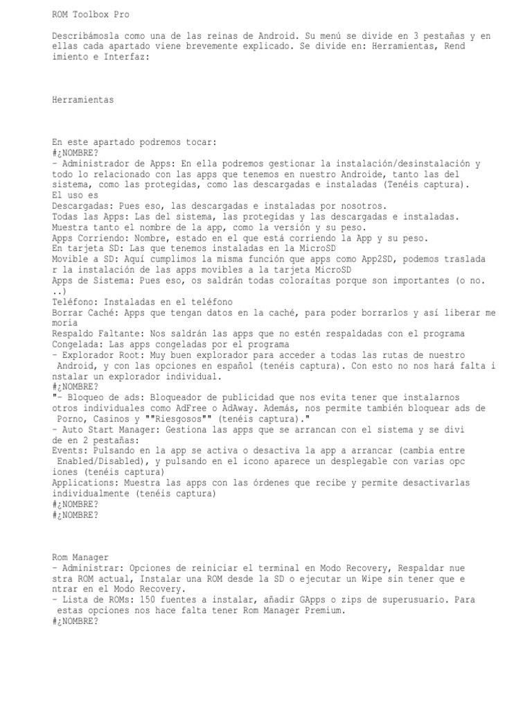 ROM Toolbox Pro Guía Completa Android PDF Archivo de computadora