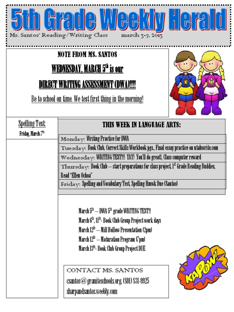 March 2013 5th Grade Language Arts Schedule | PDF | Language Arts ...