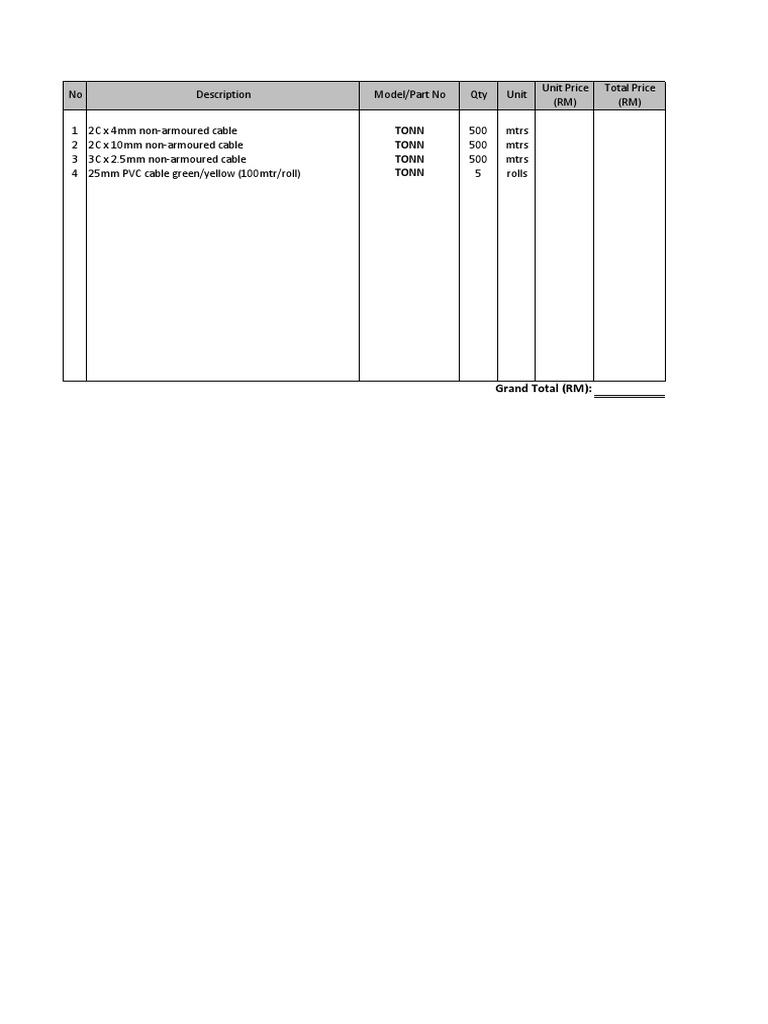 Electrical Cable Inventory | PDF | Computers