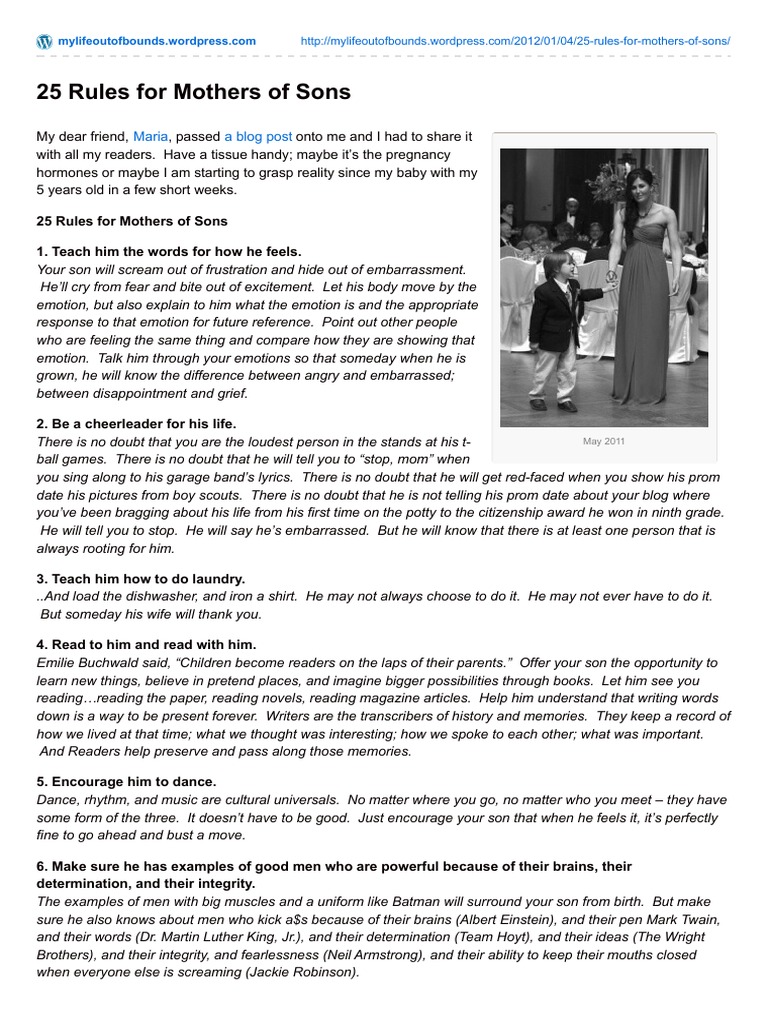 25 Rules For Mothers OfnbspSons | PDF