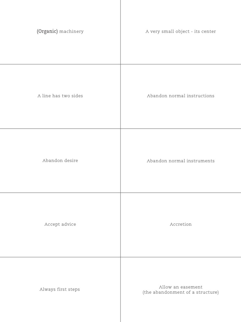 Brian Eno】Oblique Strategies Oblique Strategies Playing Cards by