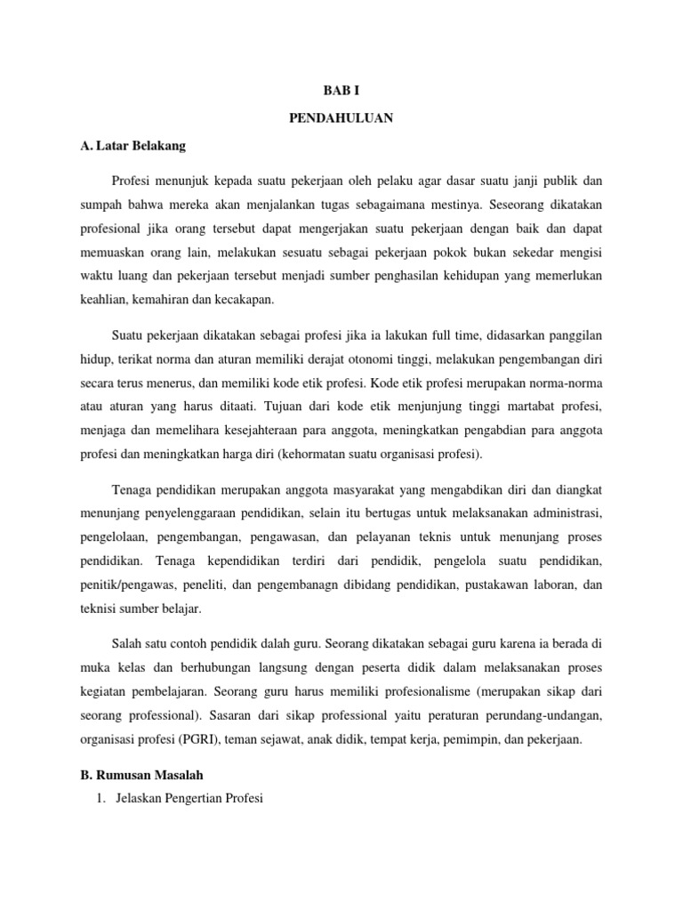 Makalah Konsep Dasar Profesi Kependidikan