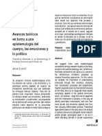 Avances Teoricos en Torno a Una Epistemologia Del Cuerpo