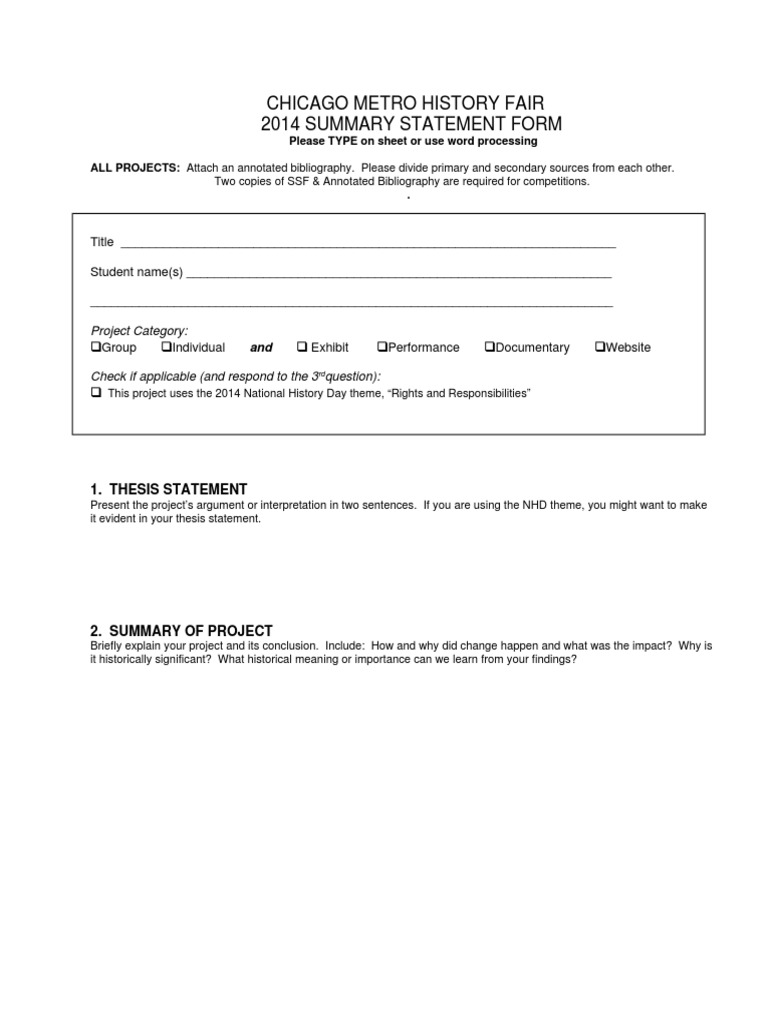 Summary Statement Form 2014 | PDF
