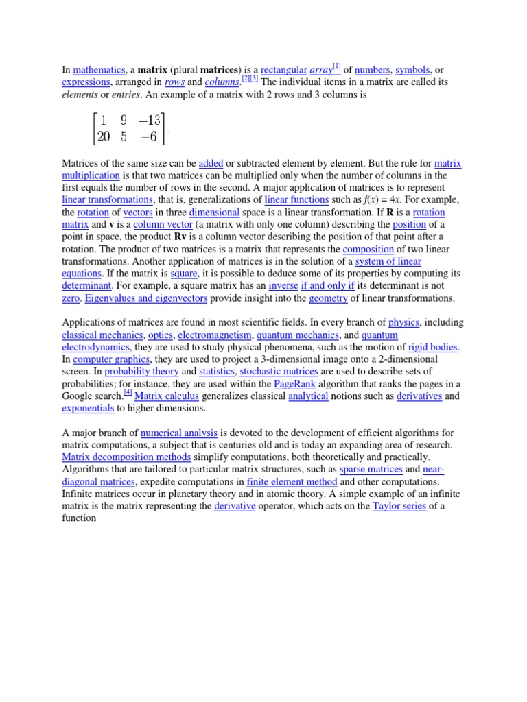 Elements or Entries. An Example of A Matrix With 2 Rows and 3 Columns ...