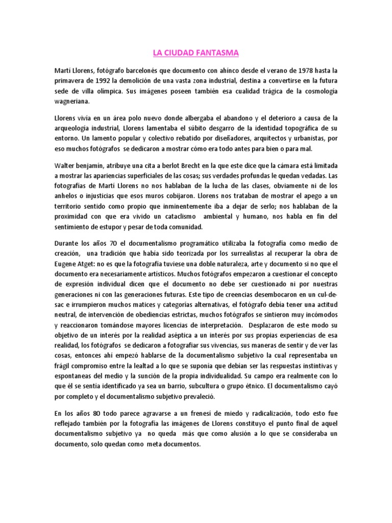 La Ciudad Fantasma PDF Fotografía aérea Subjetividad