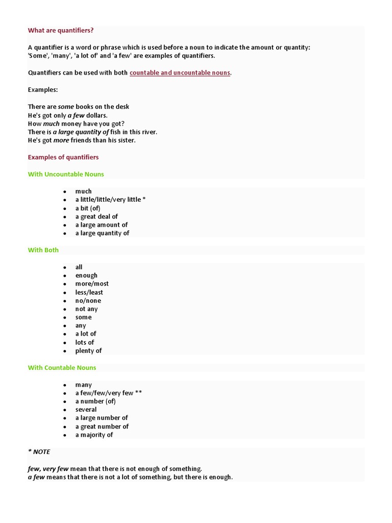 Understanding Quantifiers in English | PDF