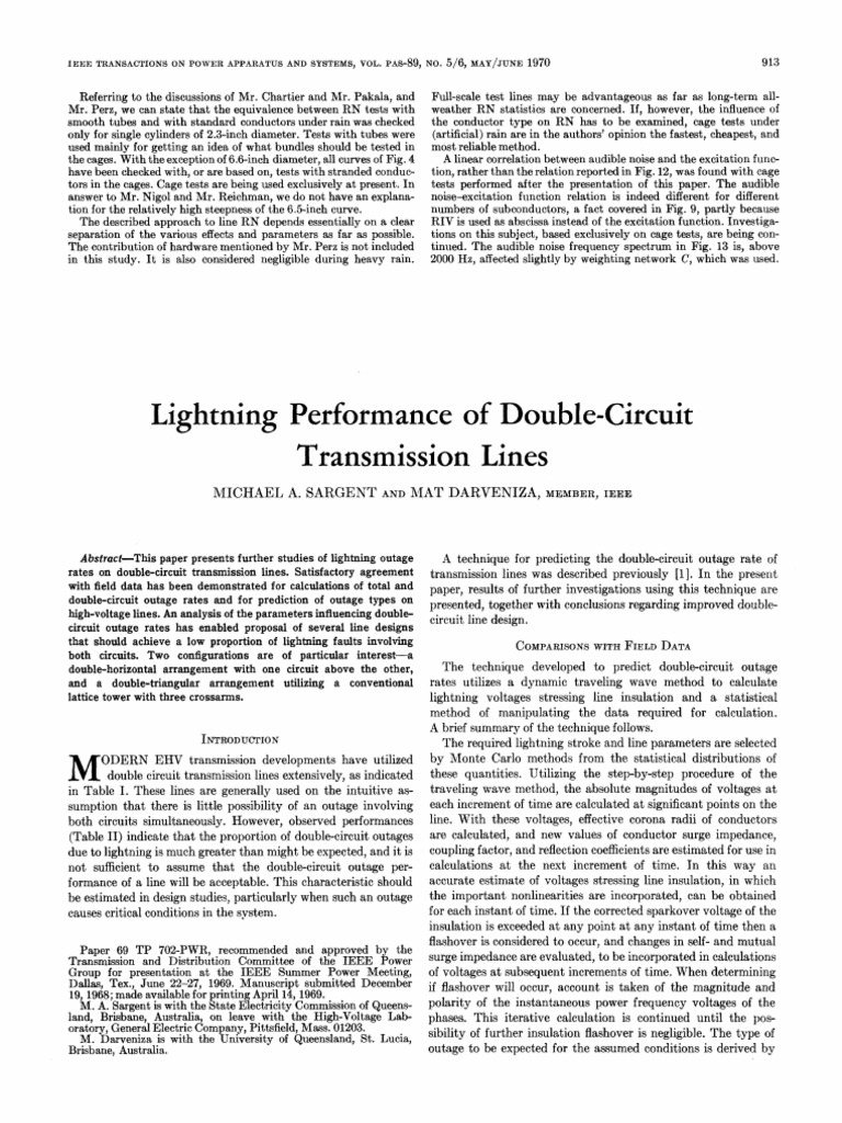 Lightning Performance of Double Circuit Transmission Lines | PDF ...