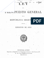 Ley del Presupuesto General de la República Argentina para el ejercicio de 1892