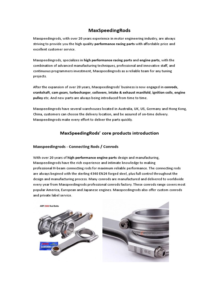 MaxSpeedingRods: High-Performance Parts | PDF | Turbocharger | Engines