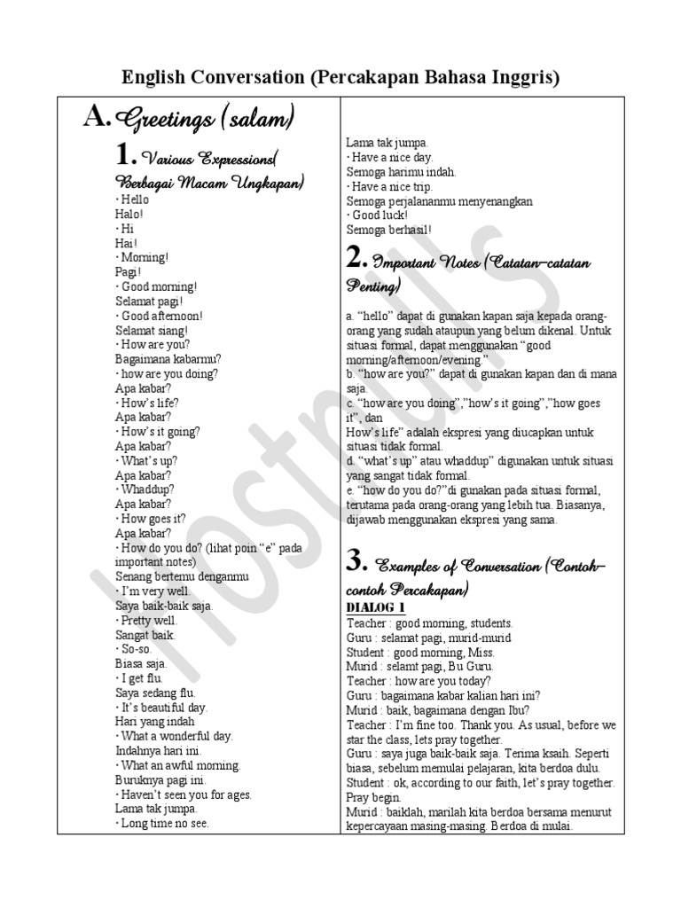 English Conversation Percakapan Bahasa Inggris