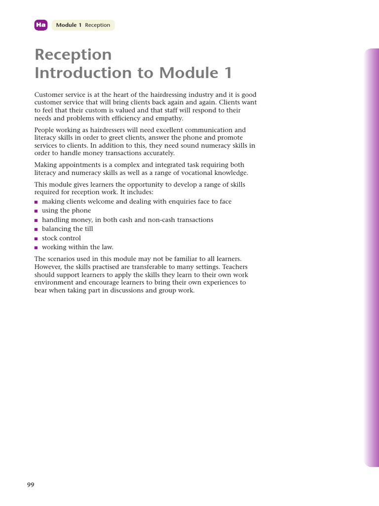 Hairdressing Module 1 - Reception | Download Free PDF | Body Language ...