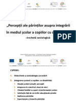 Percepții Ale Părinților Asupra Integrării În Mediul Școlar A Copiilor Cu Dizabilități