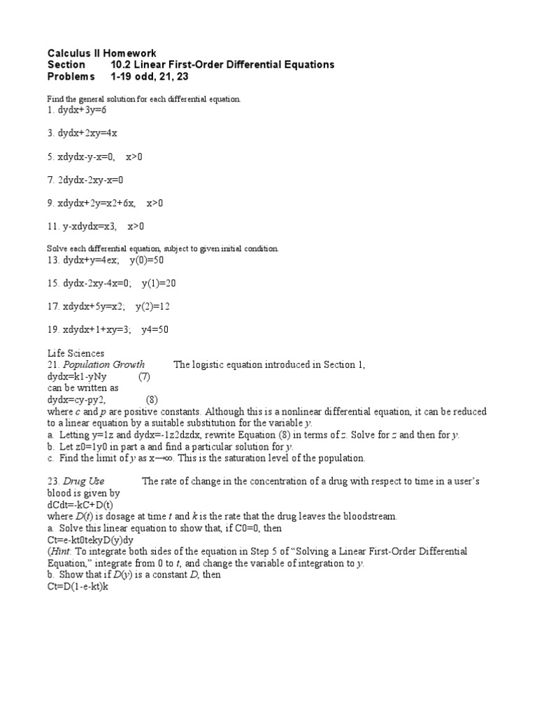 differential equations homework help