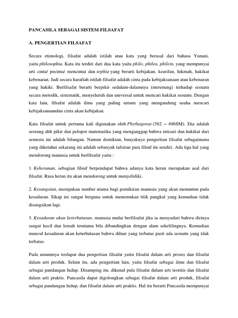 Pancasila Sebagai Sistem Filsafat