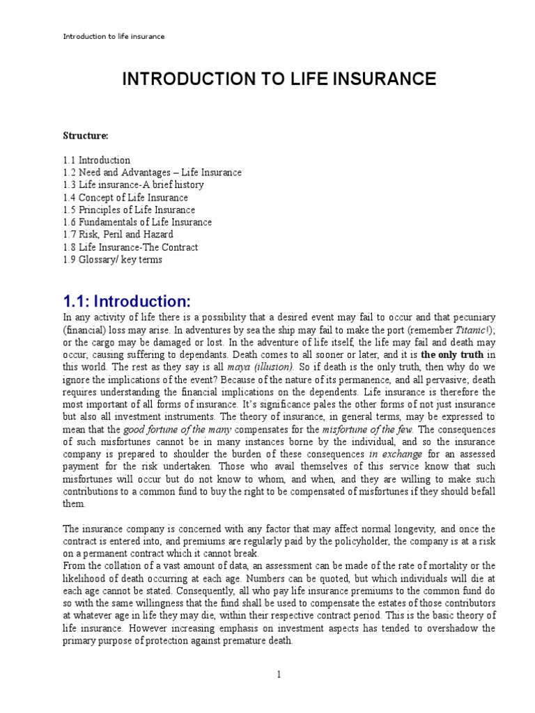 Introduction of Life Insurance | PDF | Life Insurance | Insurance