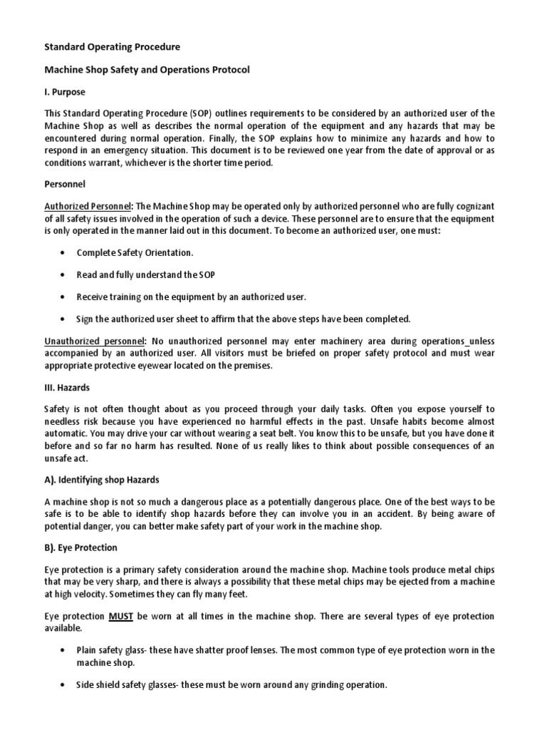 Machine Shop Safety Pdf Glasses Noise