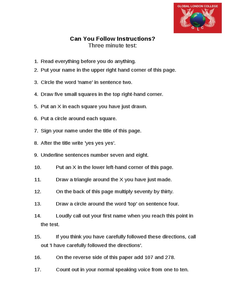 Instruction Following Test Guide | PDF