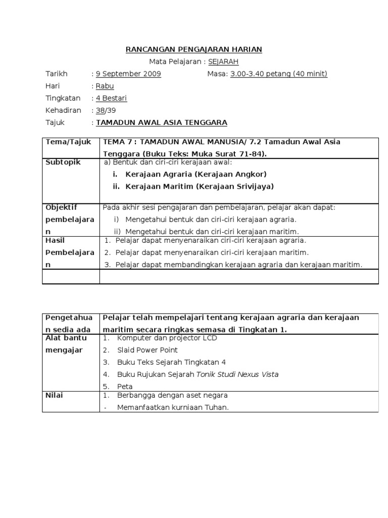 Rancangan Pengajaran Harian