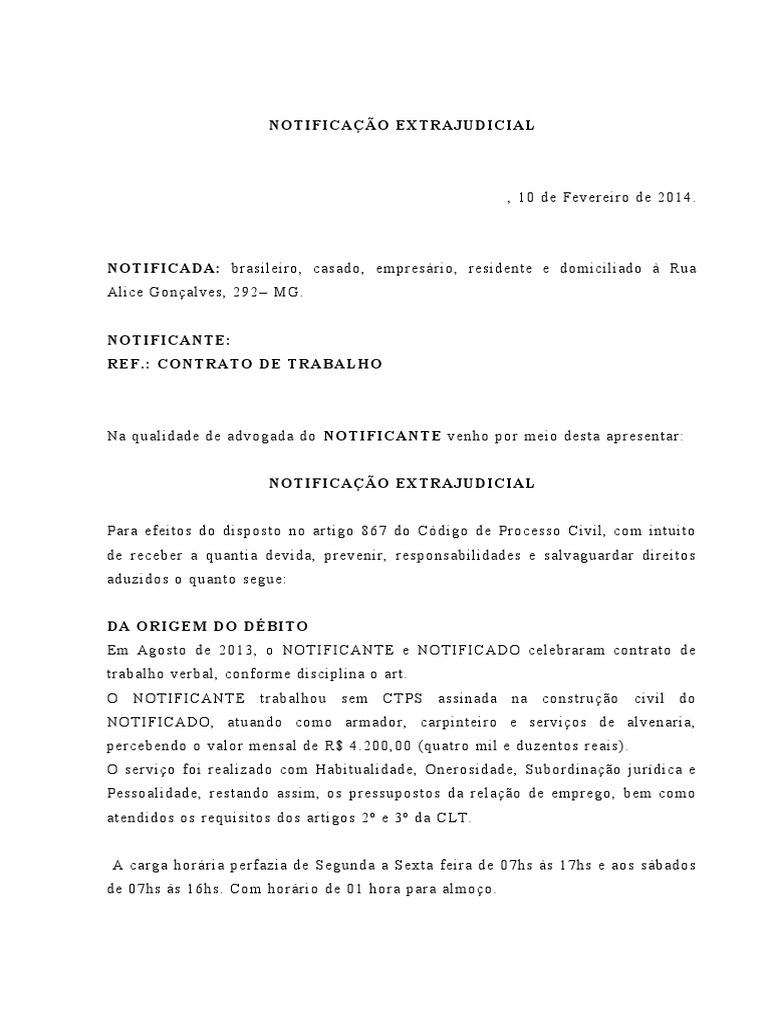 Notificação Extrajudicial Modelo | PDF