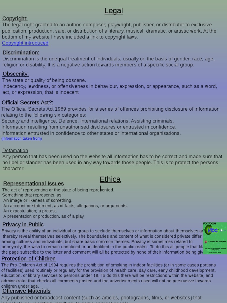 Legal and Ethical PDF Obscenity Defamation