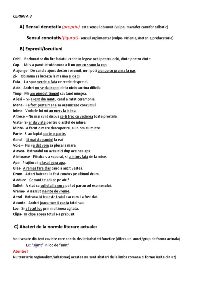 BAC Romana - Subiectul I/ Cerinta 3 | PDF