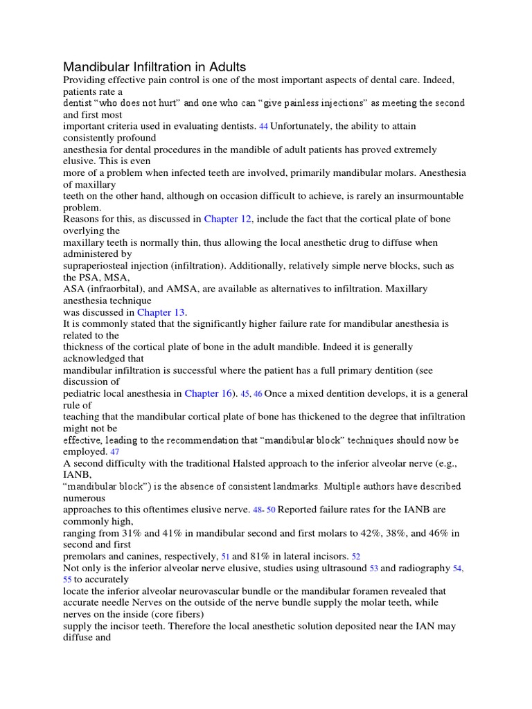 Mandibular Infiltration in Adults | PDF | Anesthesia | Dentistry