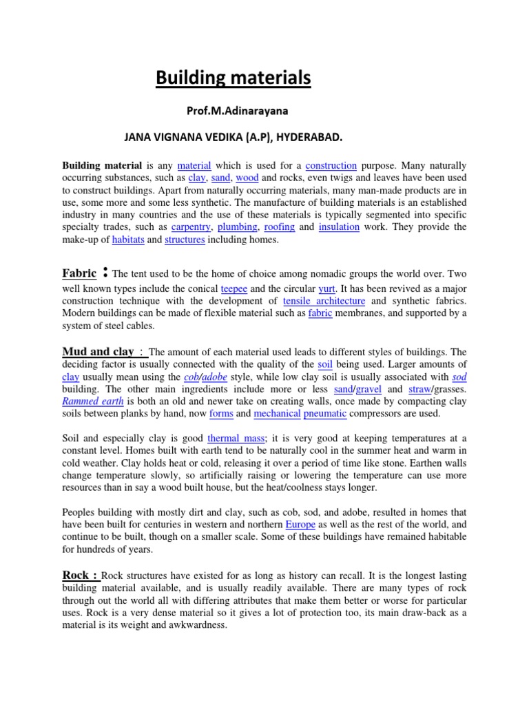 Overview of Building Materials | PDF | Art | Technology & Engineering