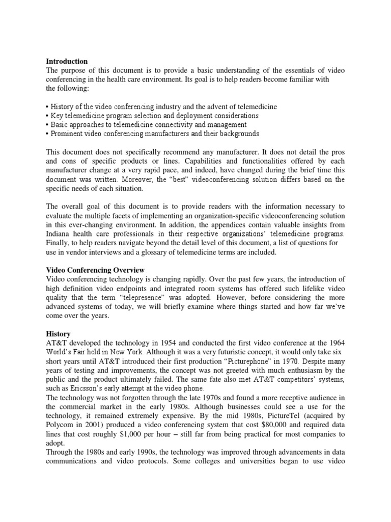 Telemedicine+Comm Netw+Equipment + Video Conference | PDF ...