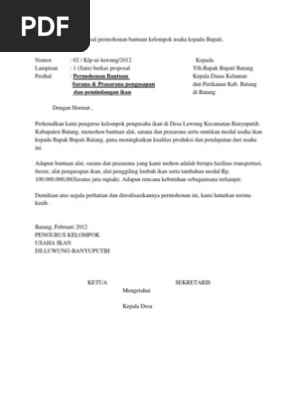 Contoh Surat Dan Proposal Permohonan Bantuan Kelompok Usaha Kepada Bupati Pdf