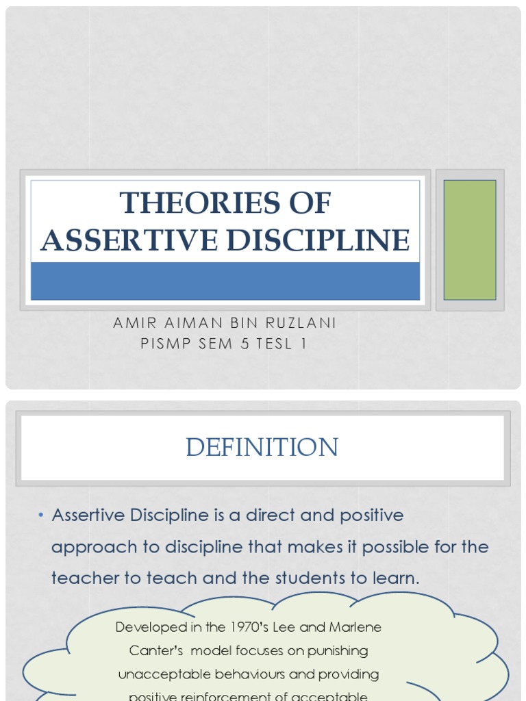 Canter's Assertive Discipline Overview | PDF | Teachers | Learning