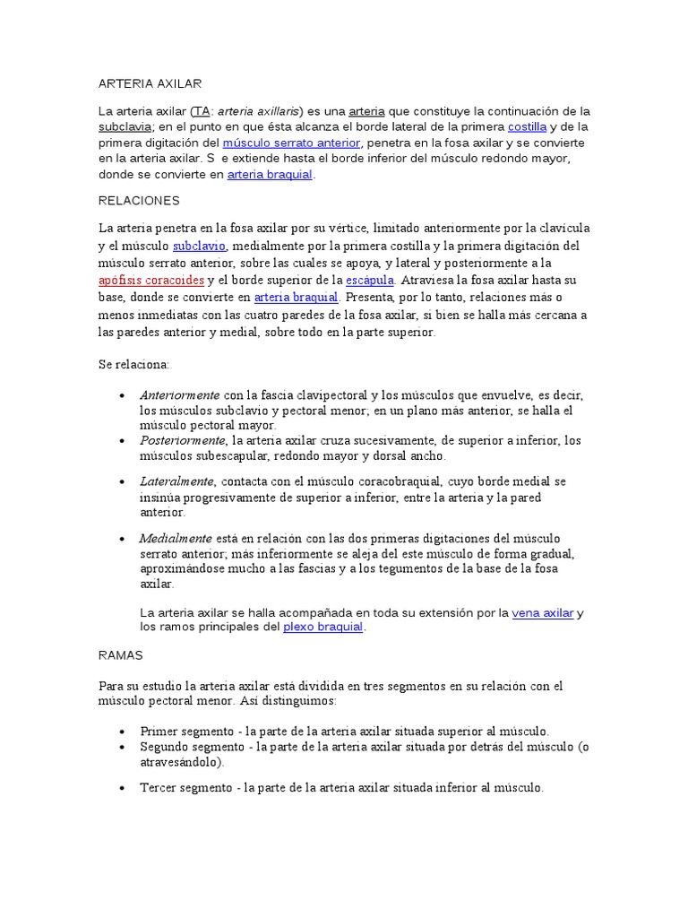 Arteria Axilar, Axila Paredes y Vena Basilica y Cefalica PDF